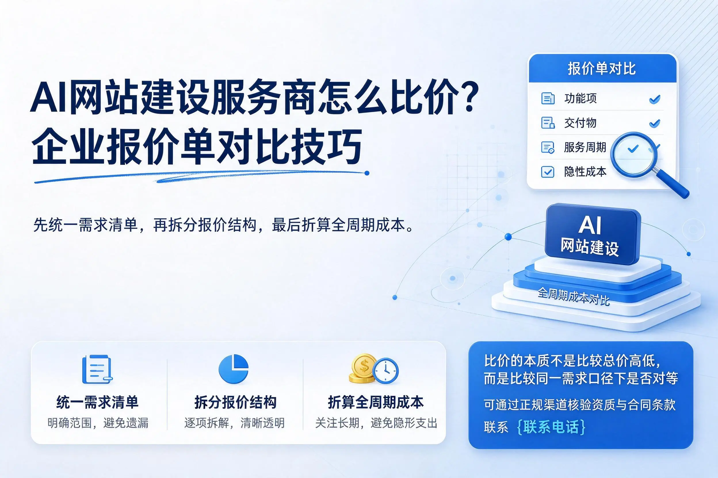 AI网站建设服务商怎么比价？阿勒泰企业报价单对比技巧