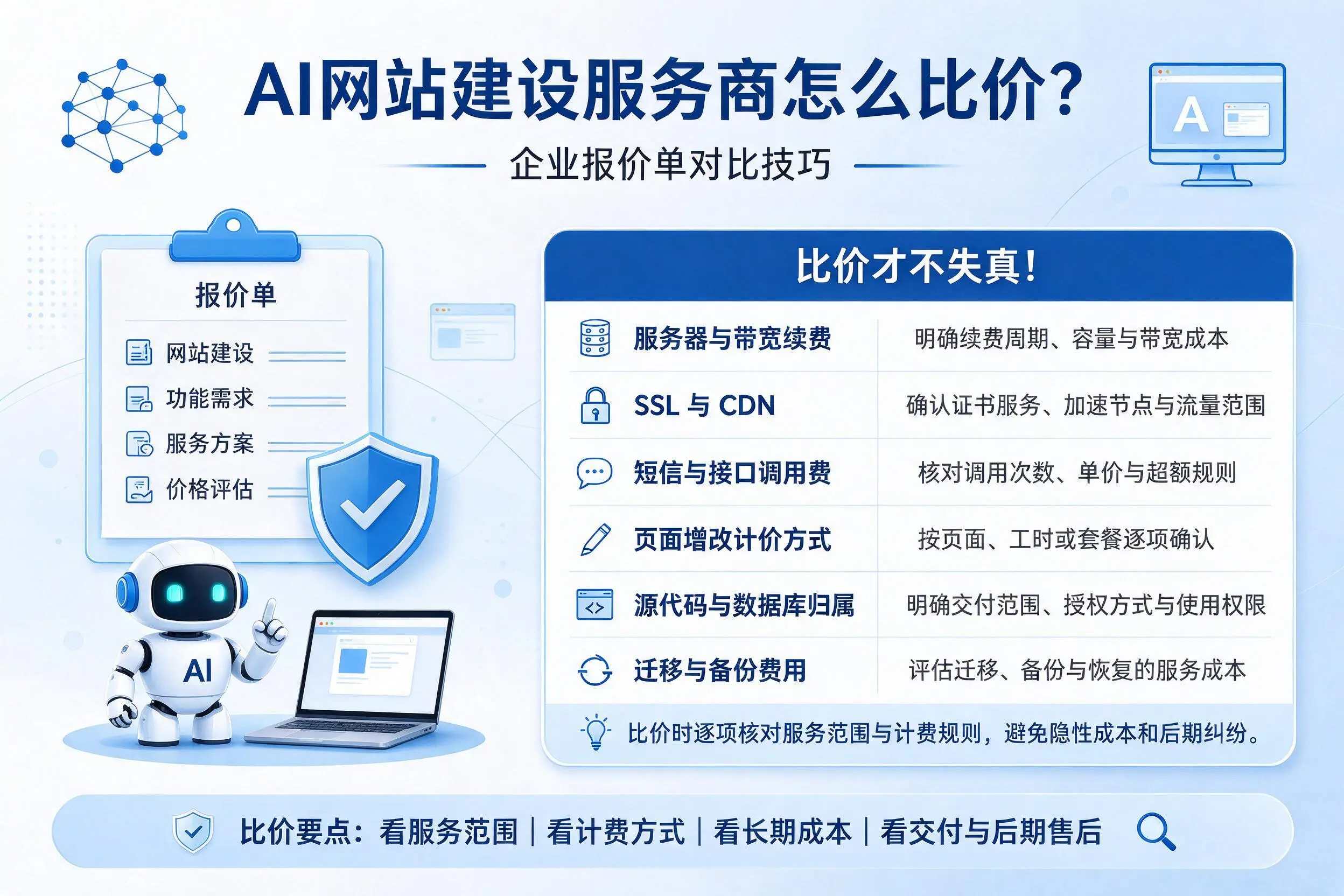 AI网站建设服务商怎么比价？阿勒泰企业报价单对比技巧